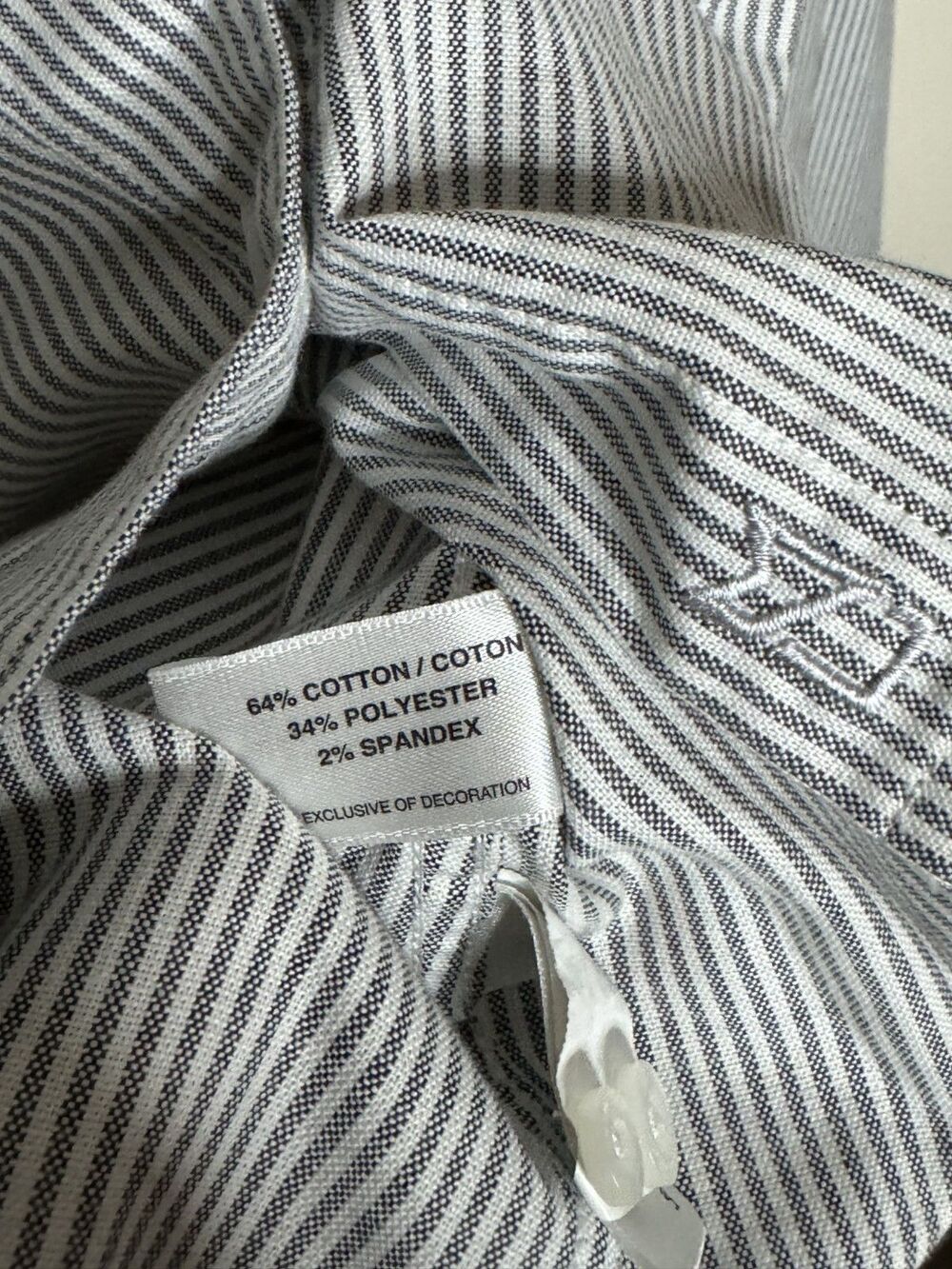 Cutter & Buck Stretch Button Down Shirt Gray White Micro Stripe Womens XL (LG) - Picture 6 of 6